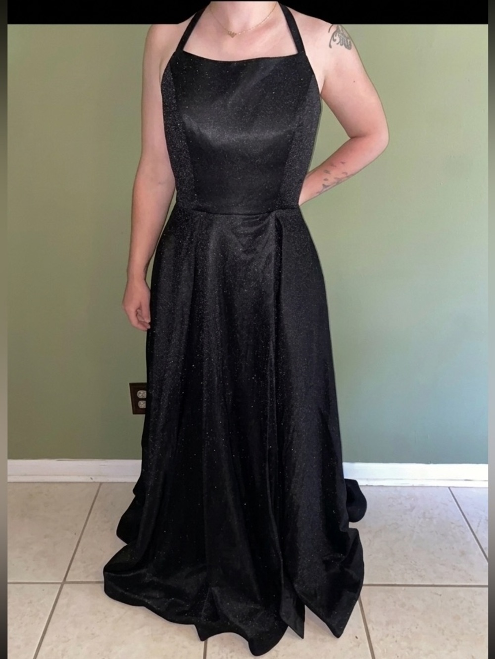 Elegant Black Halter Evening Gown